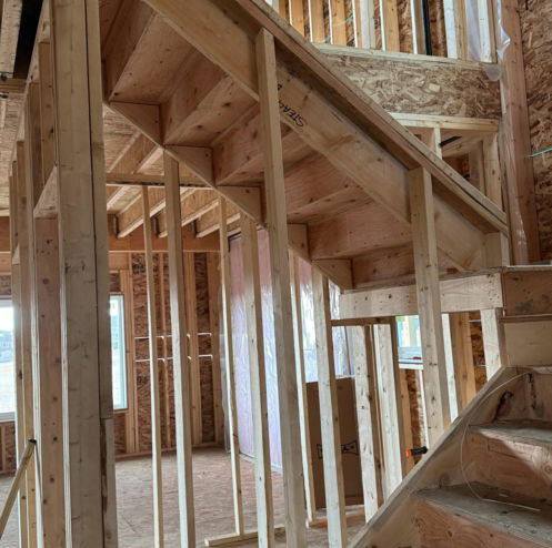 Residential wood framing and staircase construction